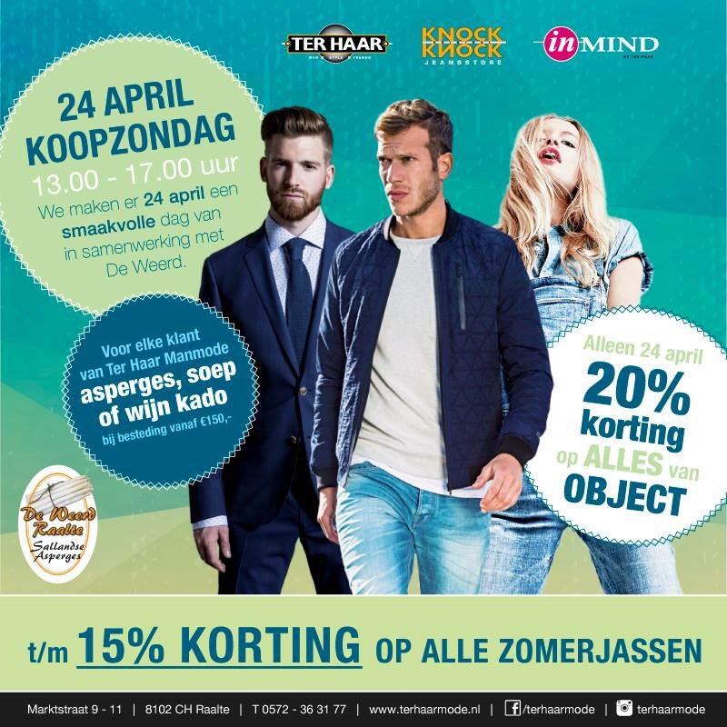 Vandaag koopzondag van 13.tot 17.uur! Kom gezellig langs voor een hapje en een drankje <a href="/TerHaarMode/">TerHaarMode</a> #gratisparkeren