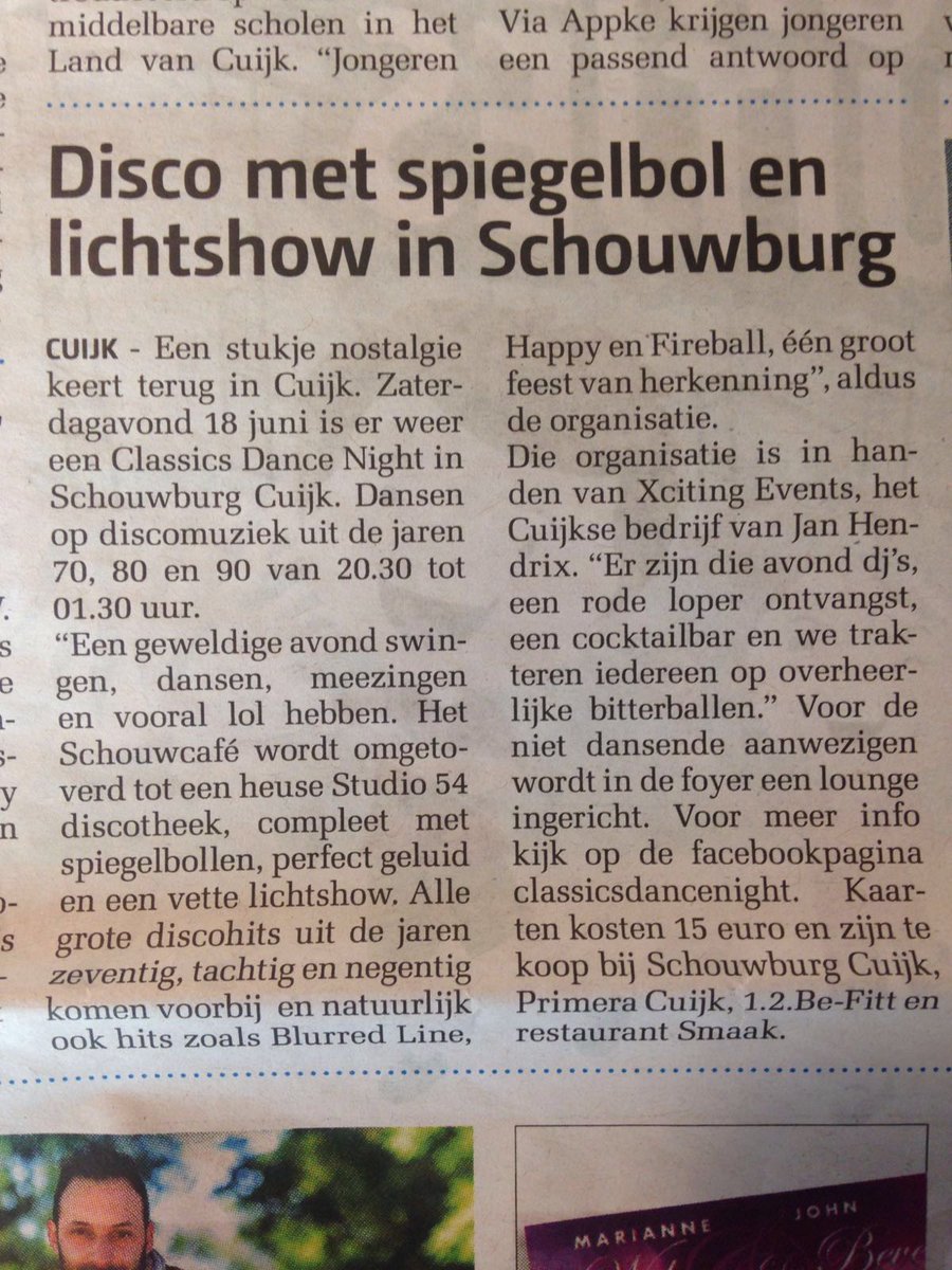 Leuk stukje in het @cuijksweekblad over de Classics Dance Night in <a href="/SchouwburgCuijk/">Schouwburg Cuijk</a>