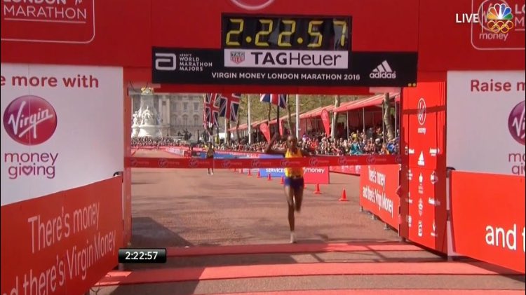 Congratulations to Jemima #Sumgong on her #LondonMarathon  win coming in at 2.22 💨 (unofficial time) <a href="/LondonMarathon/">TCS London Marathon</a>
