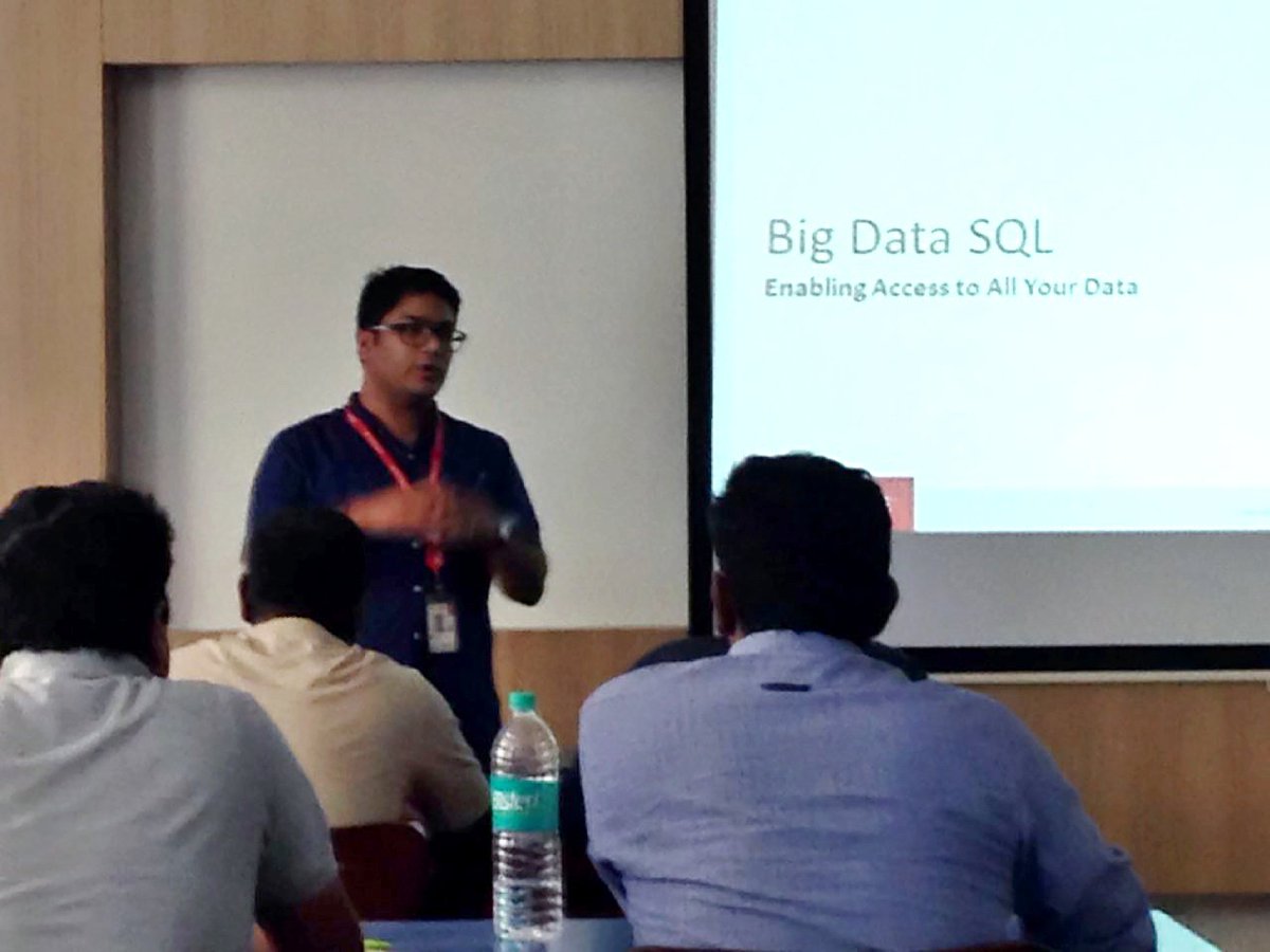 SAURABHKG's tweet image. Always a great fun to be at @aioug @OTNYathra. Spoke on #Oracle #BigDataSQL today. Good gathering, nice people #fb