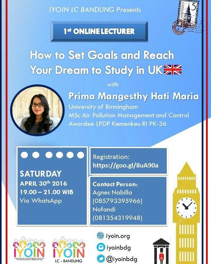 IYOINbdg's tweet photo. How to Set Goals and Reach Your Dream to Study in UK with Prima Mangesty #1stOLEC #IYOINLCBdg @IYOINorg https://t.co/cW4XwEUR9J