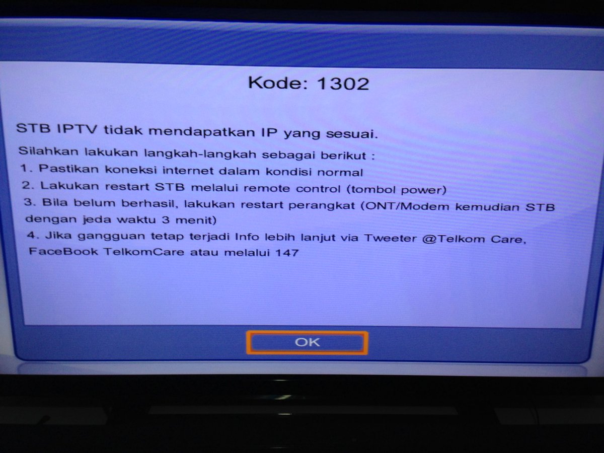 Susila Putra On Twitter Telkomcare Useetv Sy Sering Kali Kode Error 1302 Sudah Sy Restart Berkali2 Tetap Tidak Bs Mohon Segera Ditanggapi Tks Susila Putra On Twitter Telkomcare Useetv Sy Sering Kali Kode Error 1302 Sudah Sy Restart Berkali2 Tetap Tidak Bs Mohon Segera Ditanggapi Tks