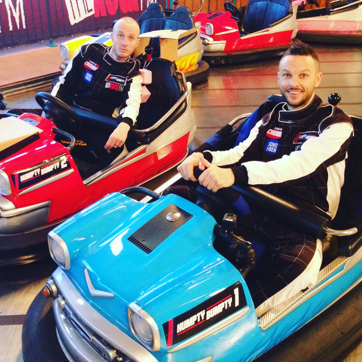 JonoAndBen's tweet image. And we're away...! 😬 #30HourBumperCarRecord