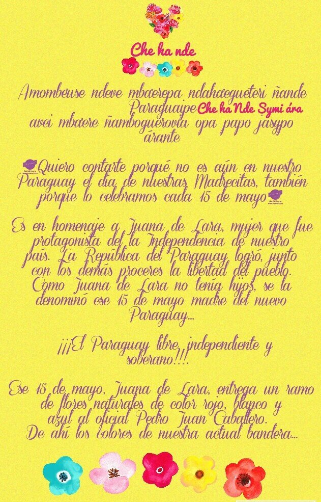 CheyNde's tweet photo. Porque los paraguayos celebramos cada 15 de mayo el día de las madres y no hoy, como en otros países?
*ver imagen 😊 https://t.co/AnnZMuCbb9