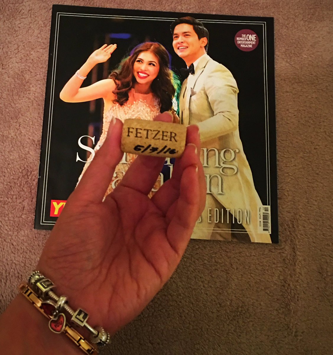 k1five's tweet photo. Dated &amp; kept our wine cork from last night🍾 #WalaSaFBNanditoKamiSaTwitter #ThatBackgroundThough #ALDUBinITALYDay1 https://t.co/i6TTSZ8fpB