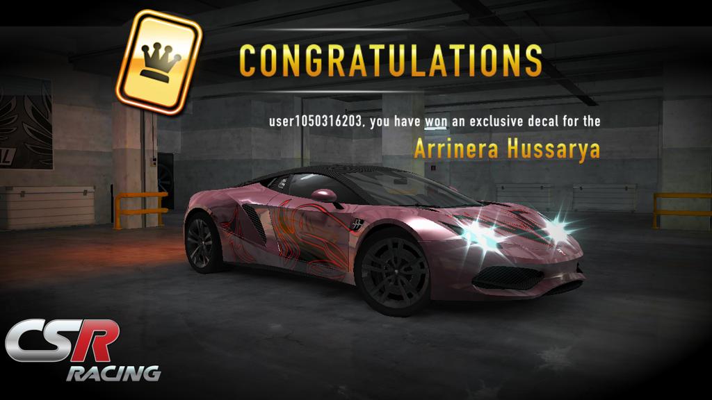 passairo's tweet photo. I just won an exclusive decal for the Arrinera Hussarya by competing in #CSRRacing Multiplayer! http https://t.co/ZYSSY6Yd1v