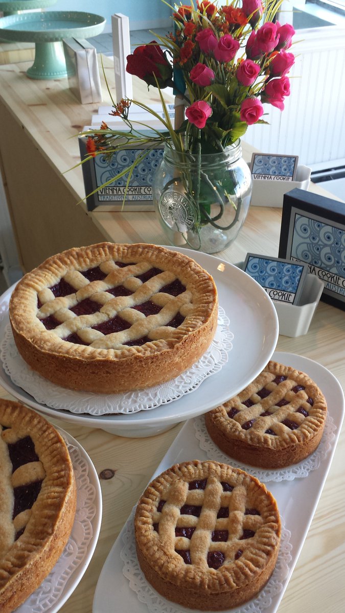 ViennaCookies's tweet photo. The #Linzercake, a delicious #tart, made with an almond/butter dough & filled with raspberry jam, now available! https://t.co/47QiPg3oj8
