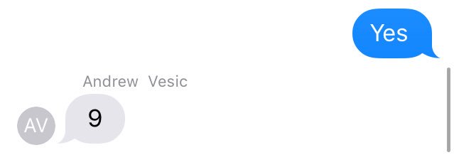 nlsmith518's tweet photo. Veezy knows @AndrewVesic #Yes9 https://t.co/03TjyhoUp6
