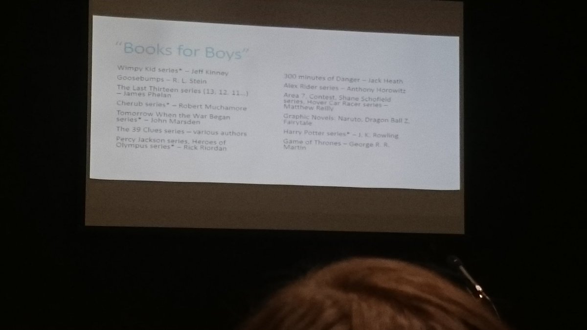jradadams's tweet photo. Books recommended for boys @soapiej  #etaq16 https://t.co/8vX3KOpQRy