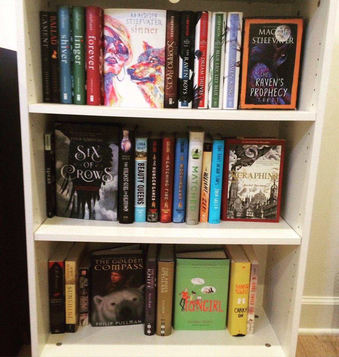 soflantastic's tweet photo. #youknowyoureabooksellerwhen you rearrange your bookcases so you can have #faceouts. @mstiefvater @LBardugo https://t.co/TbB5nGhkfN