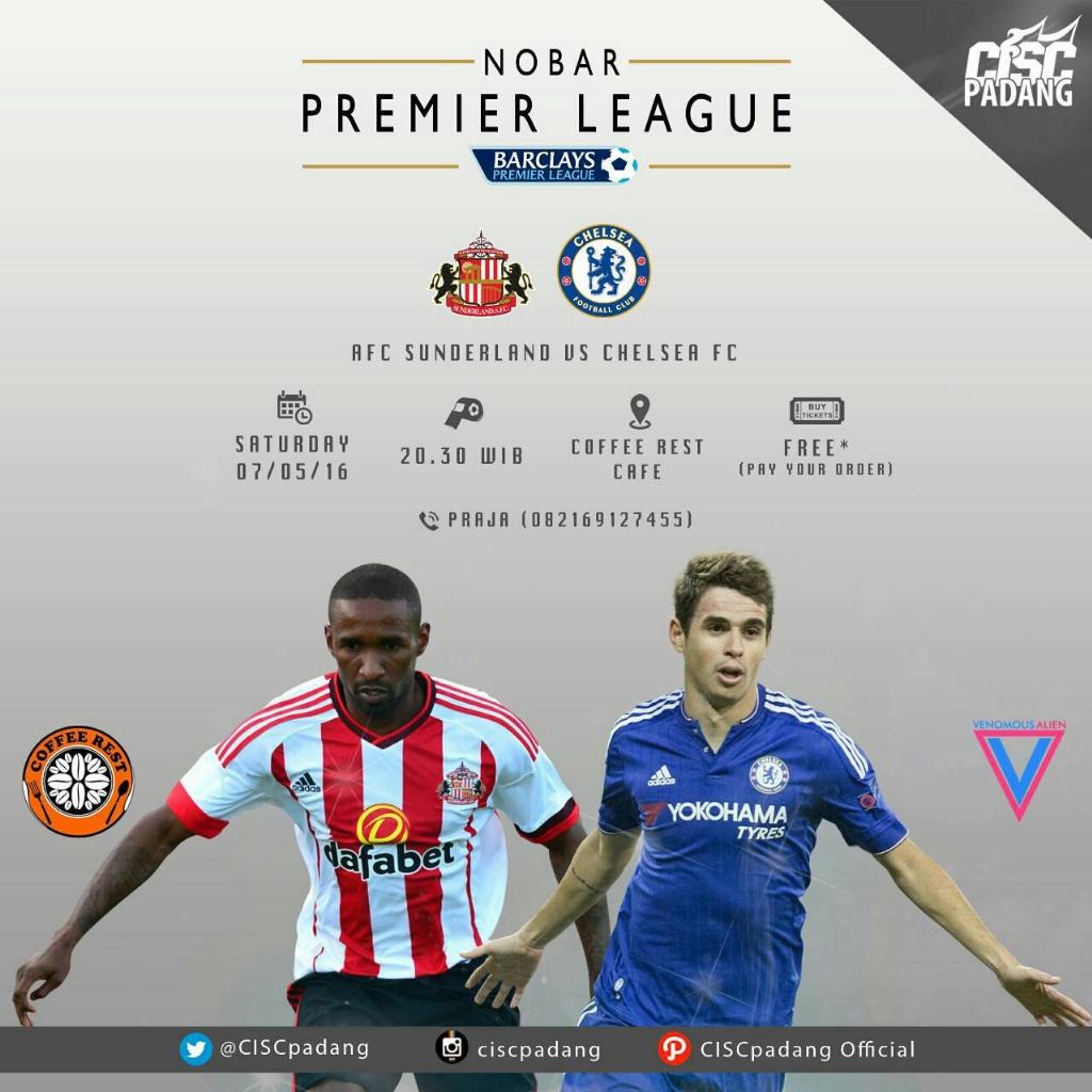 [ NOBAR ] AFC Sunderland vs Chelsea FC |<a href="/coffeerestcafe/">Coffee Rest Padang</a> 
#Birukan #thisiscisc <a href="/AFCSE_Padang/">AFCSE PADANG</a>