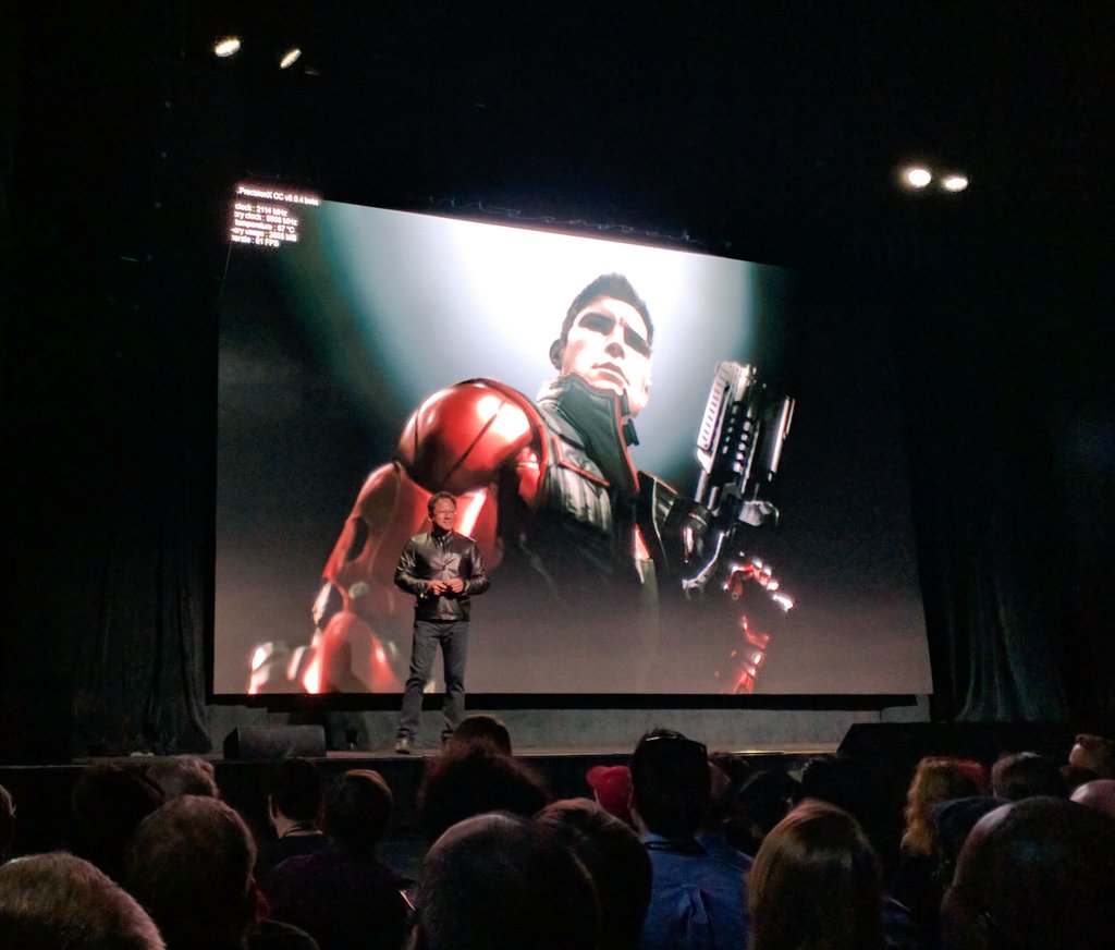 paulhardware's tweet photo. GTX 1080 for the demo was running at 2.114GHz on air, 11016 eff memory clock, 67C temp 😮 https://t.co/gtygbKByvI