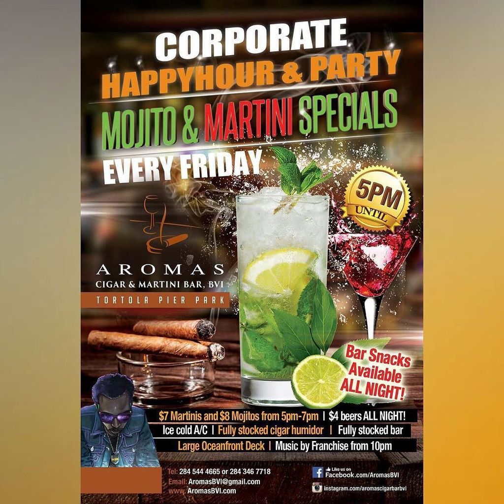 LIMINCIRCLE's tweet photo. Tonight @AromasCigarBarBVI @TortolaPierPark #BVI | CORPORATE HAPPY HOUR &amp; PARTY | 🎬5PM UNTIL | 🔊 from 10PM @djfranc… https://t.co/62KO7LGhxv