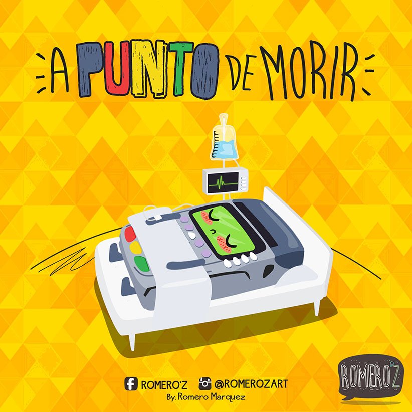 RomeroMarquezMx's tweet photo. A PUNTO de morir 😢😭♥💳 #DescripcionGrafica #Venezuela #HumorGrafico #apuntodemorir #punto #puntodeventa #romerozart https://t.co/i1nORHjnRD