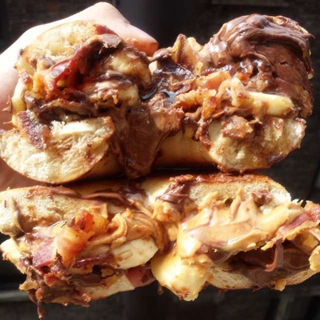 Nutella Bacon Peanut Butter Banana Bagel