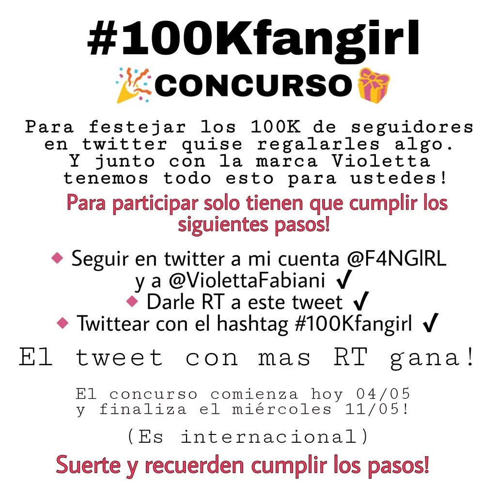 Estefani_2803D's tweet image. Participo por lo que @ViolettaFabiani y @F4NGlRL están regalando #100Kfangirl 
💕❤😍😎😋😗