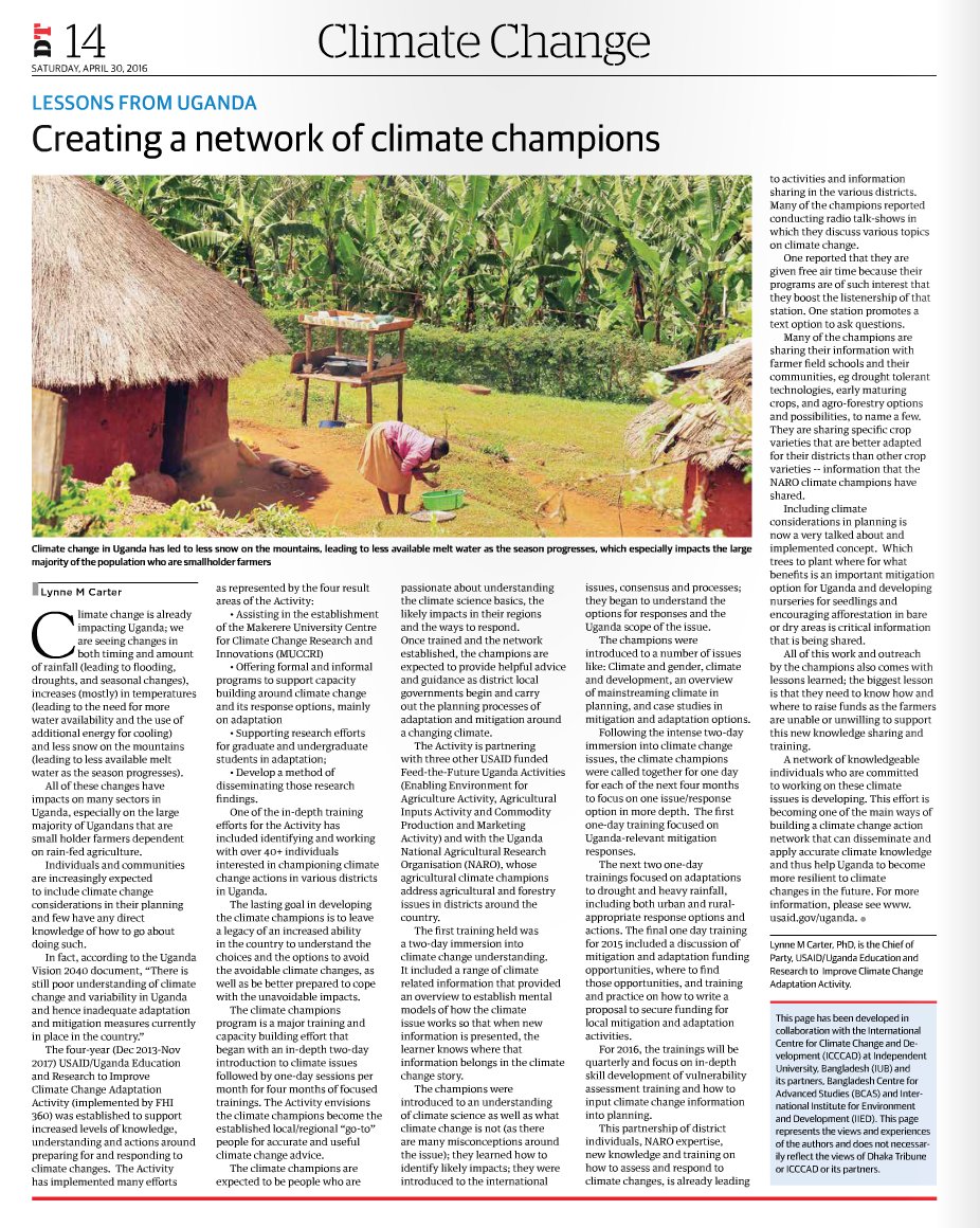 ICCCAD's tweet photo. In case you missed it, #Climatelessons from #Uganda, site of next year's #CBA - https://t.co/vfBaHCvNQw #CBA10 https://t.co/inYDX8woQM
