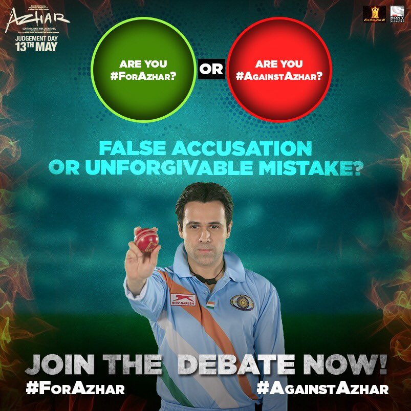 AzharTheFilm's tweet photo. The judgement day is now just 6 days away! Are you #ForAzhar or #AgainstAzhar? https://t.co/qOLHSdW2Pq