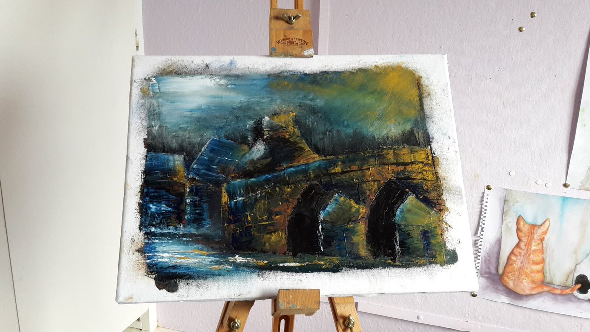 ArtyRmc's tweet photo. A wee something I've been working on. 'The Auld Brig' #Dumfries #scotland #oilpainting #painting #art #artyfarty https://t.co/86iJm2J2dJ