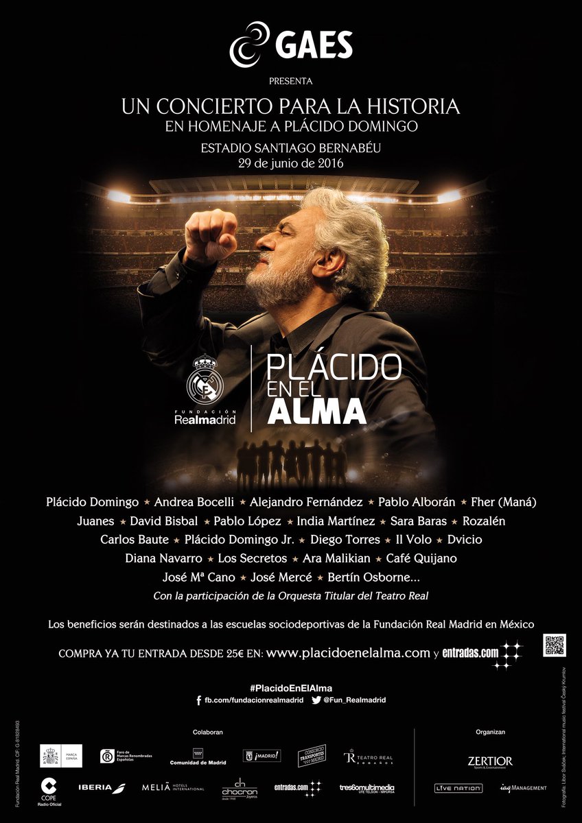 ¡Cartel con los últimos artistas confirmados!🎶#PlacidoEnElAlma <a href="/PlacidoDomingo/">Placido Domingo</a> Entradas 🎟 👉🏼goo.gl/JJKh9L