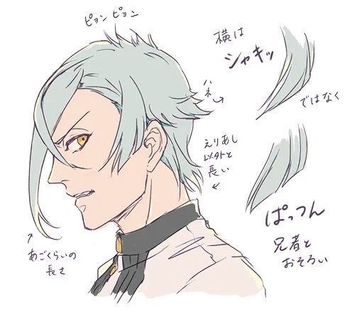 膝丸の髪型の横と後ろどうなってるのかなって考えてたやつ 