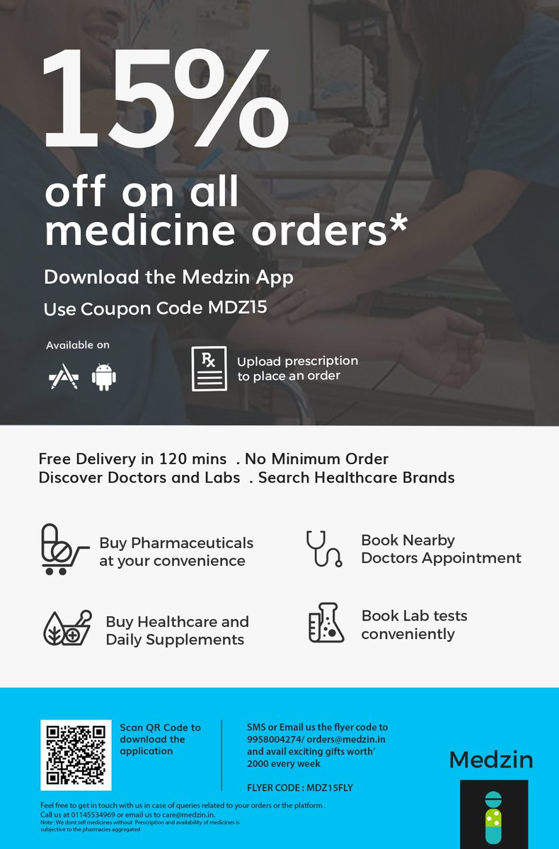 MedzinApp's tweet photo. #GetYourselfAGoodieBag #MedzinApp
Get 15% off on your Medicine Bills* | Order Now @ 
https://t.co/hRwaWxKGd1 https://t.co/3u1oshyT7L