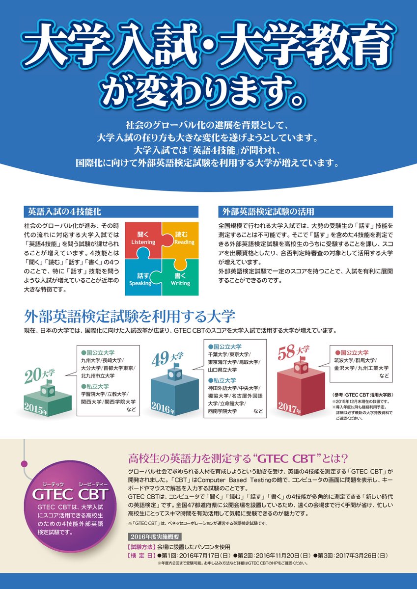 代ゼミ福岡校 On Twitter Gtec Cbt対策講座 大学入試にスコア活用できる高校生のための4技能外部英語検定試験gtec Cbt 代ゼミでは対策講座をご用意しております この機会に 受験して出願の幅を広げませんか 代ゼミ福岡校 Gteccbt