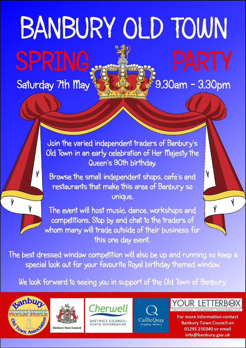 BanburyTownTeam's tweet photo. It's today! Lots to see, hear and sample in #indie @BanburyOldTown #banbury. A day to #visitbanbury! https://t.co/XpNw16TZAD
