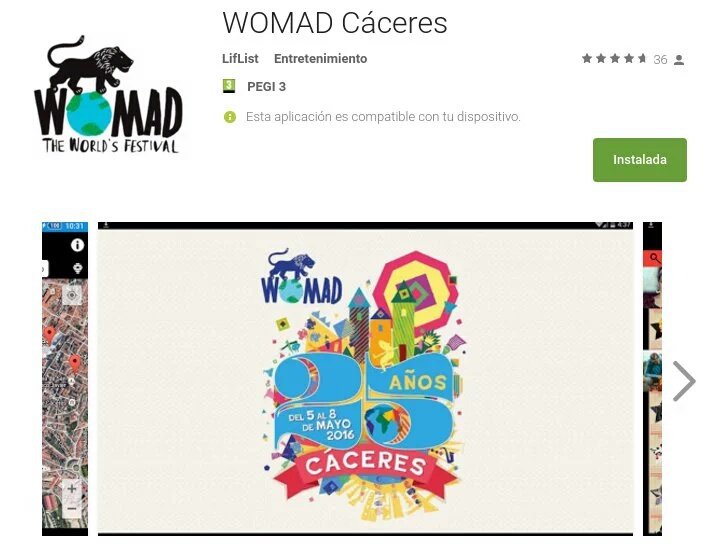 App WOMAD Cáceres. Conciertos, talleres, cine, mercado, ONGs. #WOMAD2016 womad.agendacaceres.es