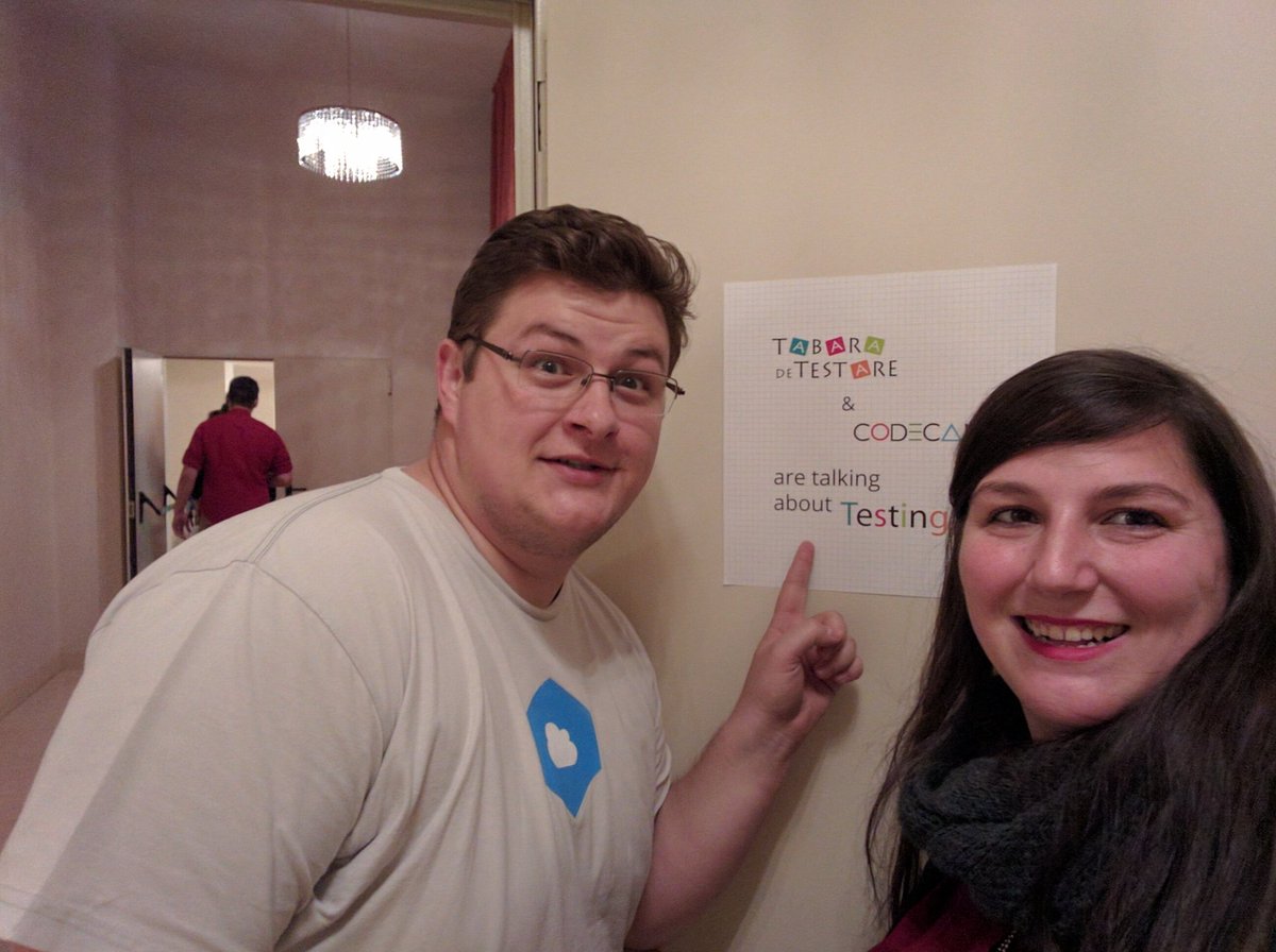 ioana_cis's tweet photo. Did u check the #testing track at #codecamp! Come up - Room 4! #tdtcluj https://t.co/5QSwgoQrqo