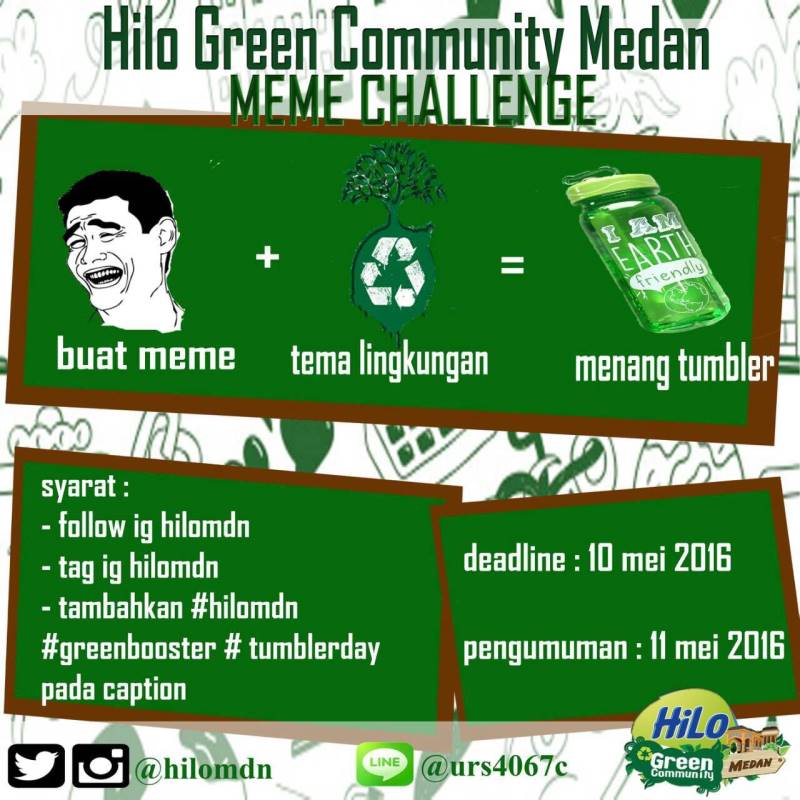 Hailo greeners! Dalam memperingati tumbler day, <a href="/hilomdn/">Hilo Green Medan</a> bakal bagi - bagiin tumbler buat kamu!!!!