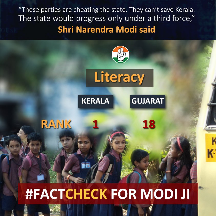 Modi ji, instead of Gujarat model, you should try to implement
Congress party's Kerala model. <a href="/Oommen_Chandy/">Oommen Chandy</a>
