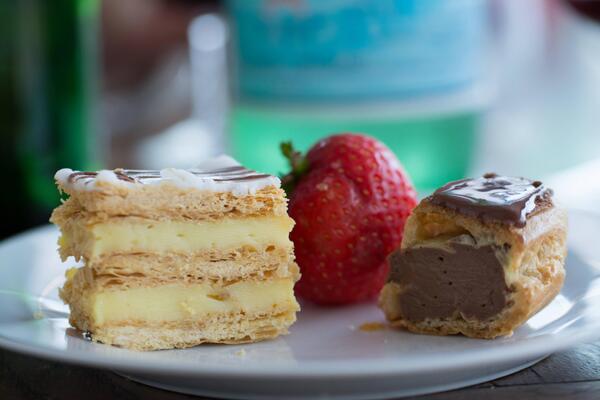 Mille-feuille, Eclair and a Strawberry
