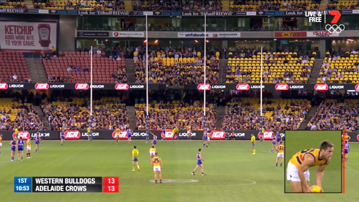 jackpayn's tweet image. Got to feel for the doggies. Need a clash jersey on those seats #sightscreen #AFLDogsCrows
