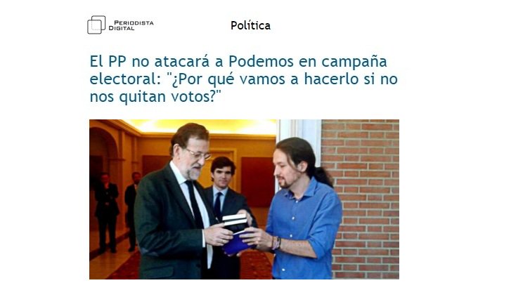 Schuma78's tweet photo. PODEMOS no es un problema para Rajoy porque no le quita votos. Si es un problema para España se la trae al pairo... https://t.co/guJurYH8NP