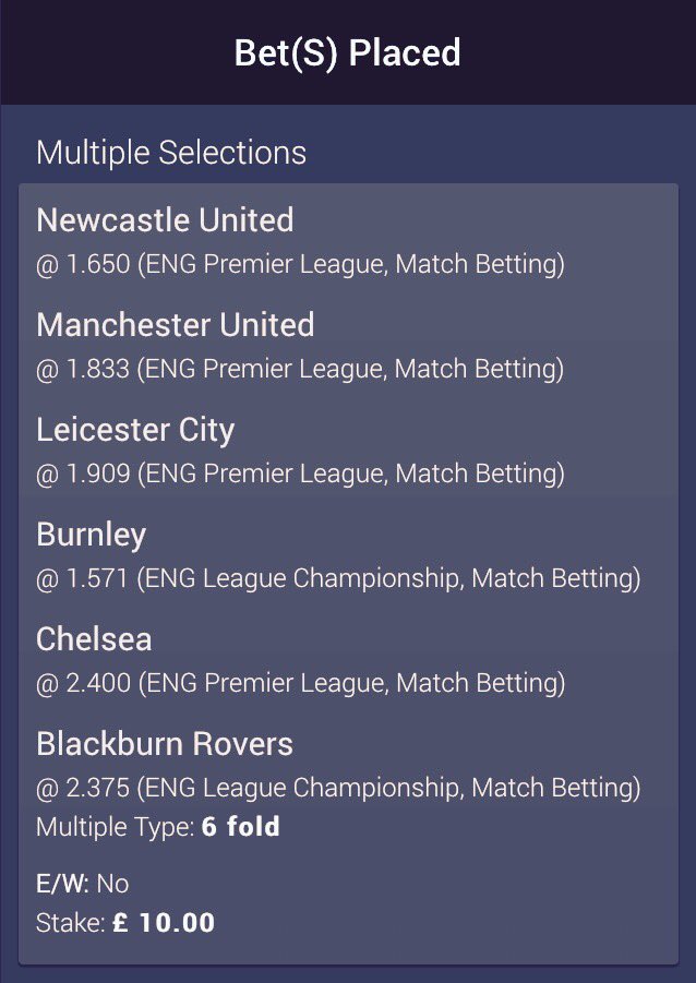 BigMakzBetTips's tweet photo. Today's acca, £10 stake returns around £520 ⚽️💷🍀 https://t.co/r9IcsQdJgu