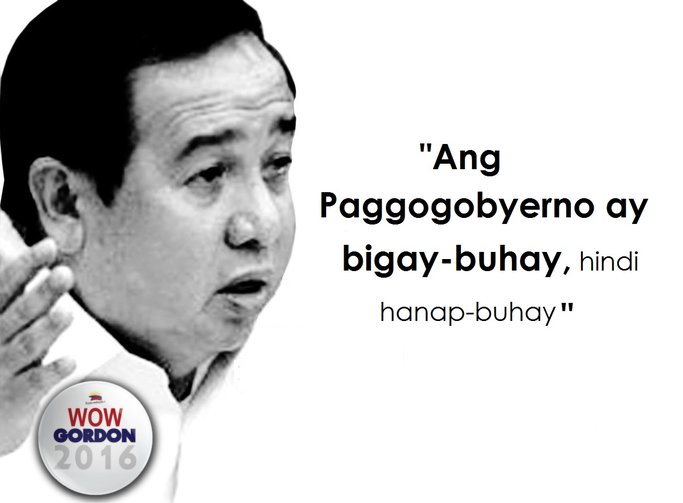 SebNarciso's tweet photo. #DickSpeaks "Ang paggogobyerno ay bigay-buhay, hindi hanap-buhay." #IpasokSiDick #WOWGordon2016 https://t.co/N7cy0ddFE3