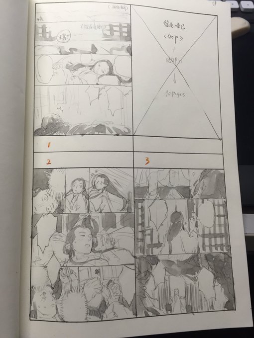 The storyboard for my new comic, a story about the soul exchange between little 梅长苏 and 蔺晨. 