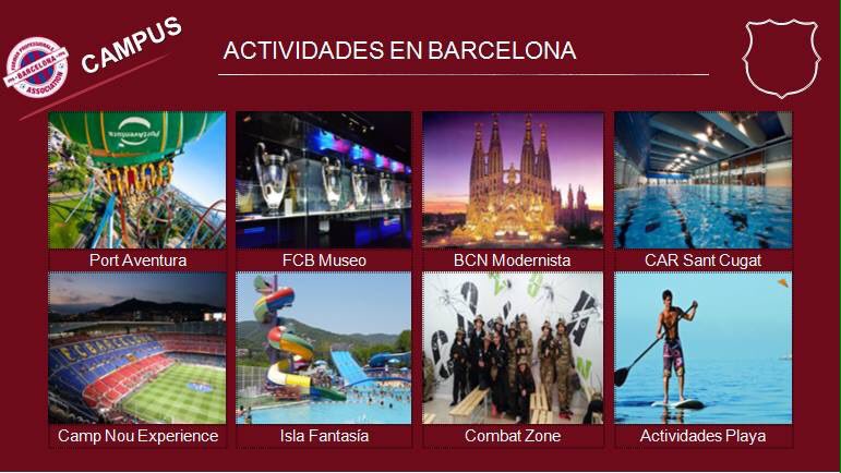 In our Ex-Barcelona Players Campus will offer to all the kids other sporting, cultural and leisure activities!