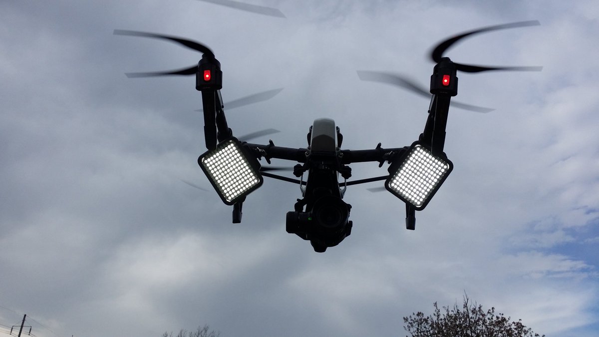 droneactivist's tweet photo. DTW adds high intensity illumination to #drone arsenal for #inspection of dark spaces like #towers &amp; under #bridges https://t.co/60SemXh4AB