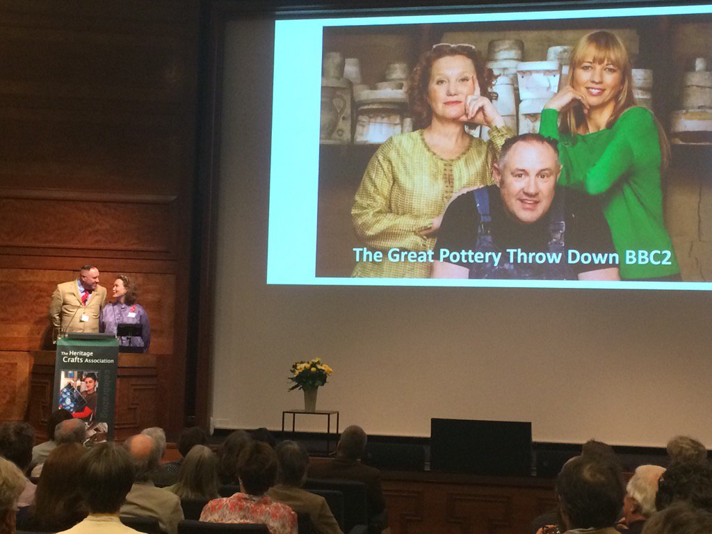 guildtripper's tweet photo. Heritage Crafts Assoc. conference. Presenting now Great Pottery Throwdown judges Kate &amp; Keith.  #HCA2016 https://t.co/qj14igjOIO