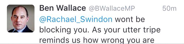 Rachael_Swindon's tweet photo. This is glorious. Soon as I mention us paying for his wife @BWallaceMP hits the block button. Hiding something Ben? https://t.co/R6RZYuVMHk