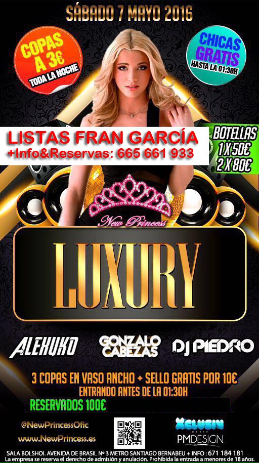 FranGarcia_rrpp's tweet photo. HOY
👑@NewPrincessOfic👑

🚺🆓hasta la 1:30
COPAS A 3€ TODA LA NOCHE🍸
Botella 100€

📋LISTAS FRAN GARCÍA
📞+Info 665661933 https://t.co/9vpg29cvGu