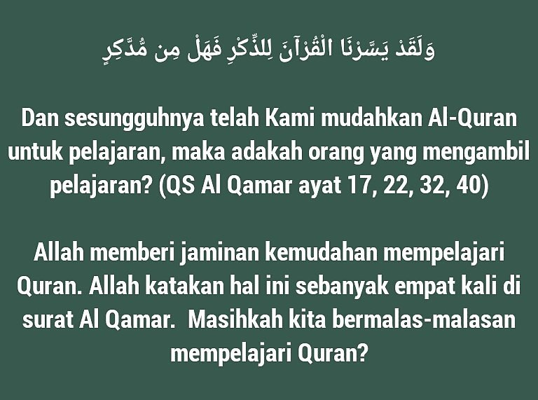 Masihkah kita bermalas-malasan mempelajari Quran?