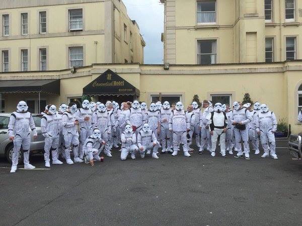 theawayfans's tweet photo. Hartlepool fans dressed as Storm Troopers for their game at Plymouth today. #HUFC https://t.co/McBJt3SEqh