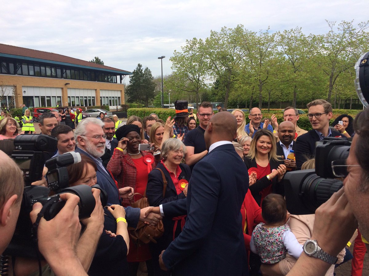 Cheers from Labour supporters as Marvin Rees arrives at Bristol count. They know he's won.