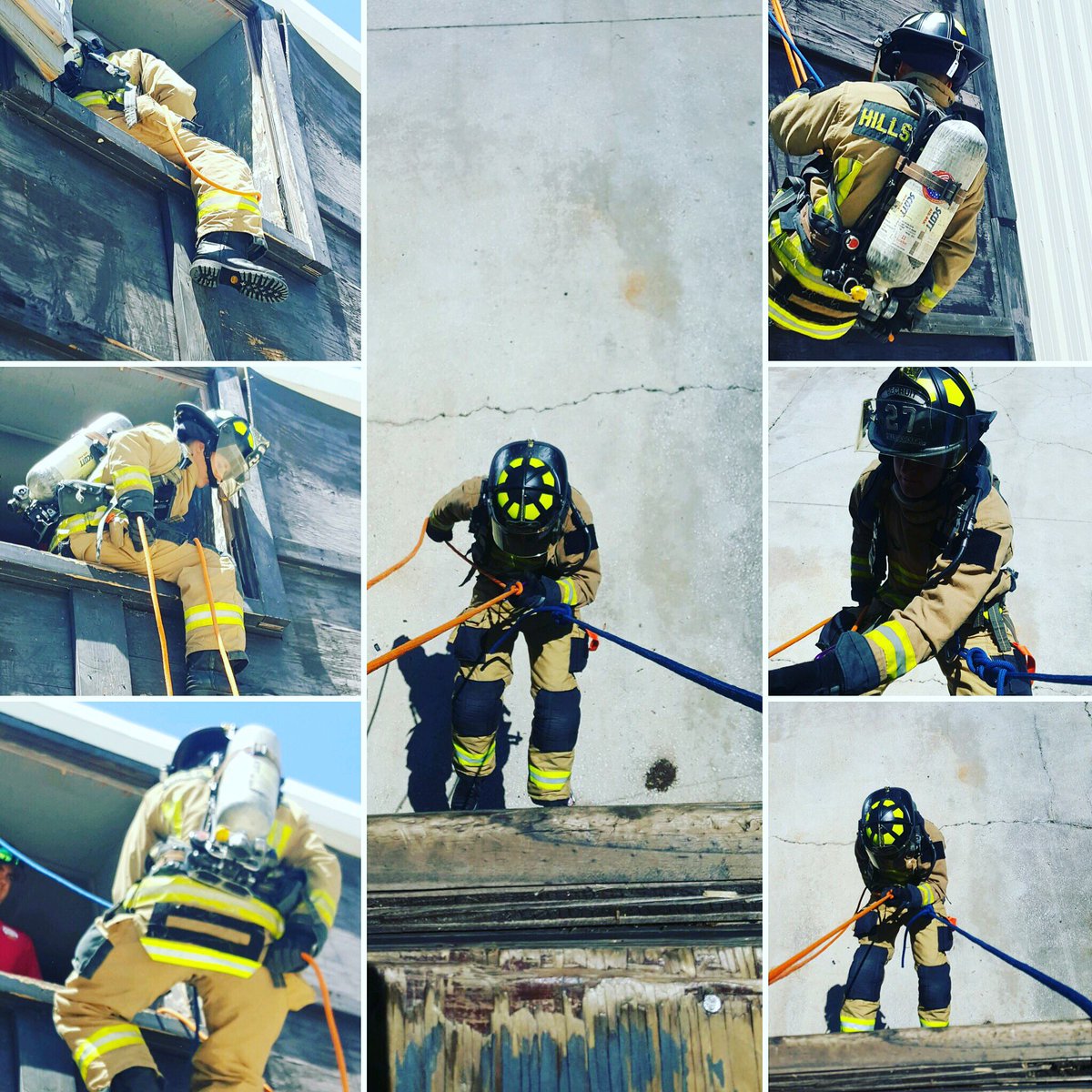 HillsFireRescue's tweet photo. #Class49 doing a little rappelling as they complete week 1 of orientation 
#Training #HCFR #Rookies #Firefighter https://t.co/Mb3Rb1nbRL