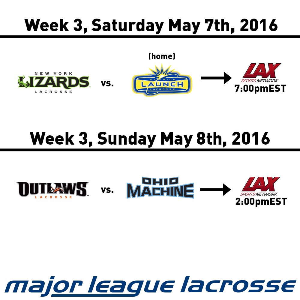 MaverikLacrosse's tweet photo. #MLL WEEKEND SCHEDULE. Good luck to all of our Pro athletes in the @MLL_Lacrosse Week 3 games! #TeamMVRK https://t.co/zglvttKeIS