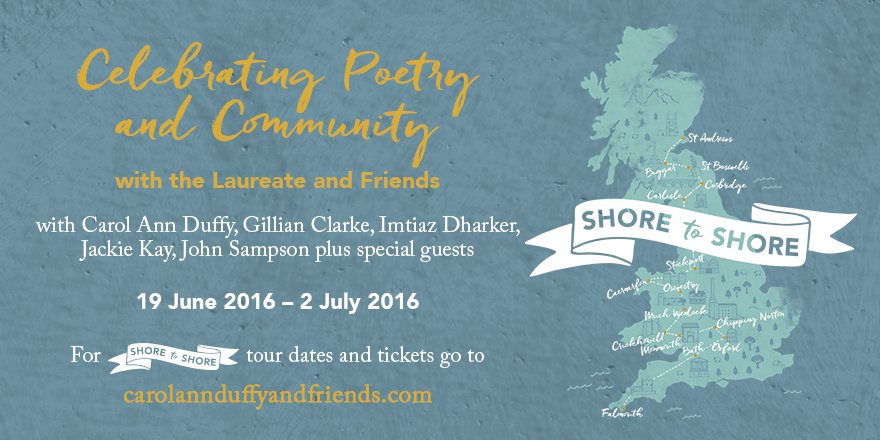 picadorbooks's tweet photo. Tickets are on sale NOW for Carol Ann Duffy's #ShoreToShore tour – for dates &amp; details see: https://t.co/GzTDXak5Lj https://t.co/NvPKEyBcq7