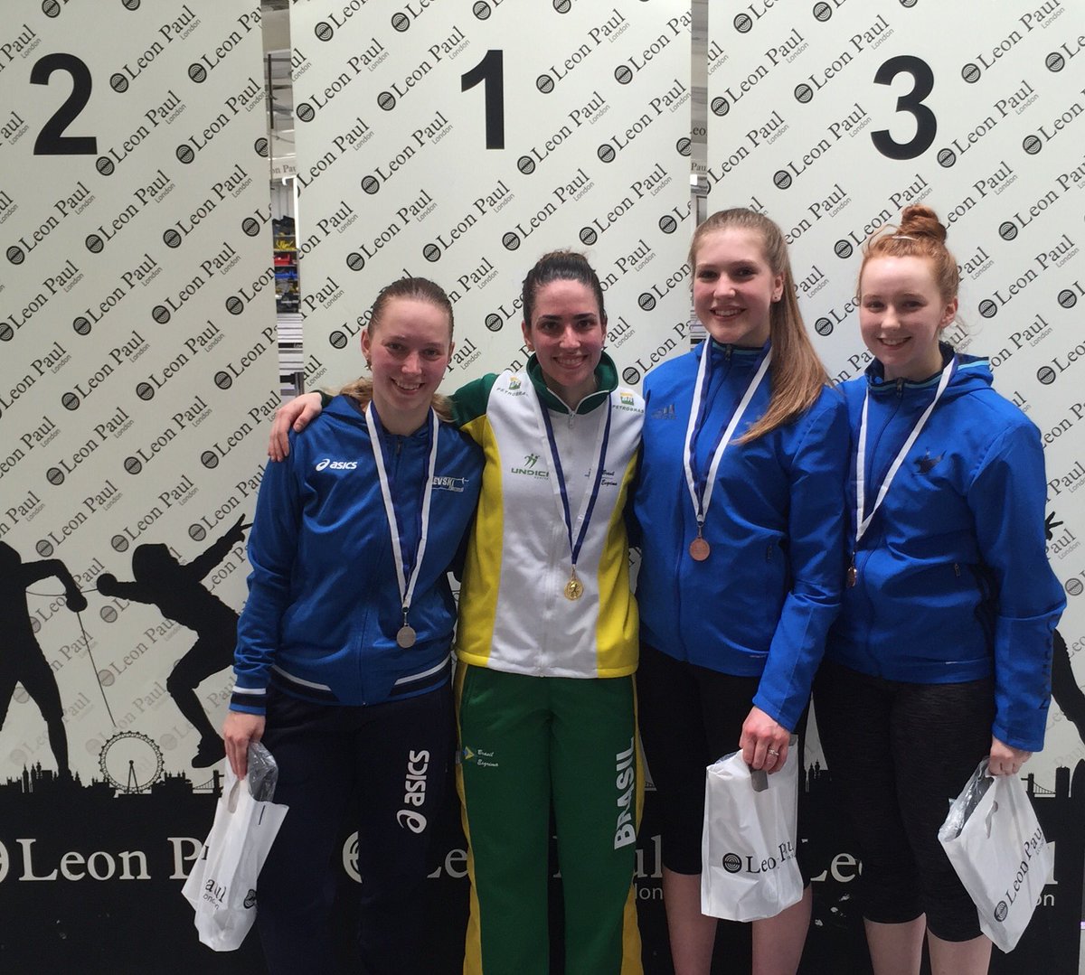 Cole Cup WS Satellite. 1st Baeza Centurion BRA, 2nd Hramova BUL, =3rd Corby GBR &amp; Daykin GBR #britishfencing #fie